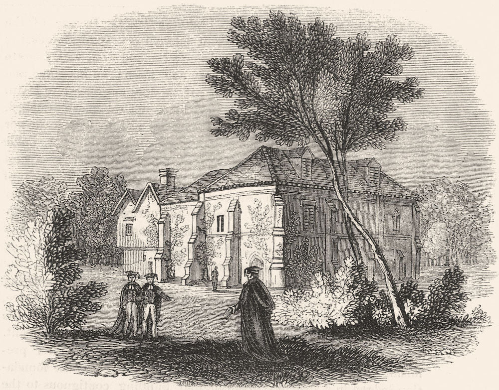 CAMBS. School of Pythagoras, Cambridge 1845 old antique vintage print picture